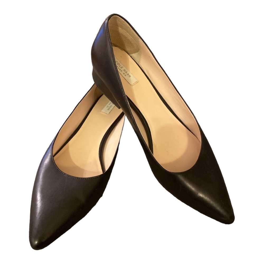 Cole Haan Black Leather Pointed Toe 1” Slip On Dress Shoes Size 8